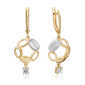 Серьги с английским замком из комбинированного золота с натуральным топазом white 02-4912-01-201-1121