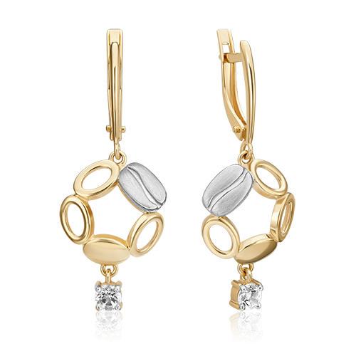 Серьги с английским замком из комбинированного золота с натуральным топазом white 02-4912-01-201-1121