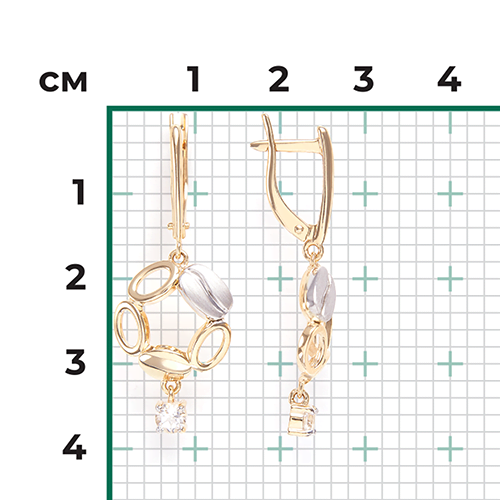 Серьги с английским замком из комбинированного золота с натуральным топазом white 02-4912-01-201-1121