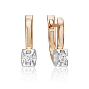 Серьги с английским замком из комбинированного золота с бриллиантом 02-5330-00-101-1111