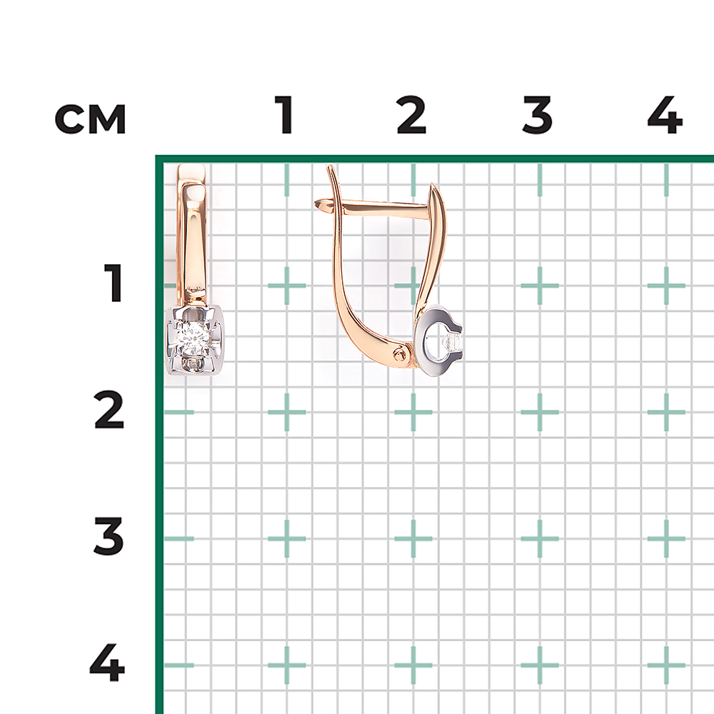 Серьги с английским замком из комбинированного золота с бриллиантом 02-5330-00-101-1111