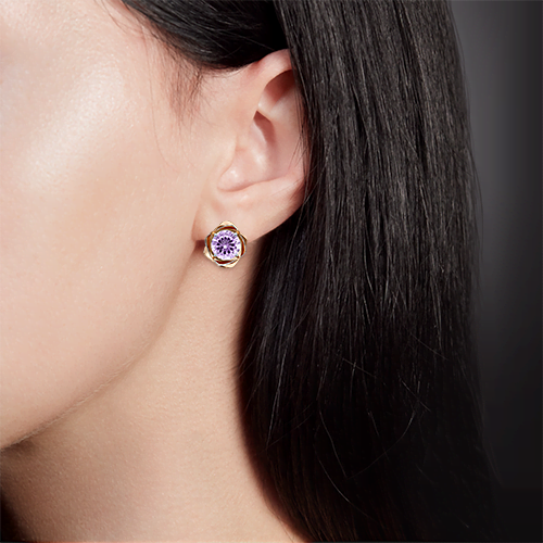 Серьги с английским замком из красного золота с аметистом 02-4322-00-203-1110-46