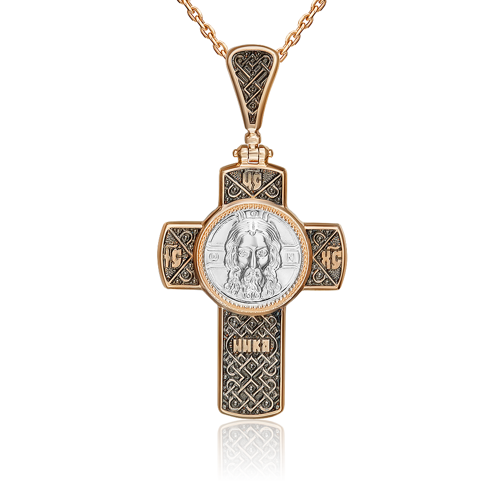 Православный крест из комбинированного золота 03-1414-01-000-1111-02