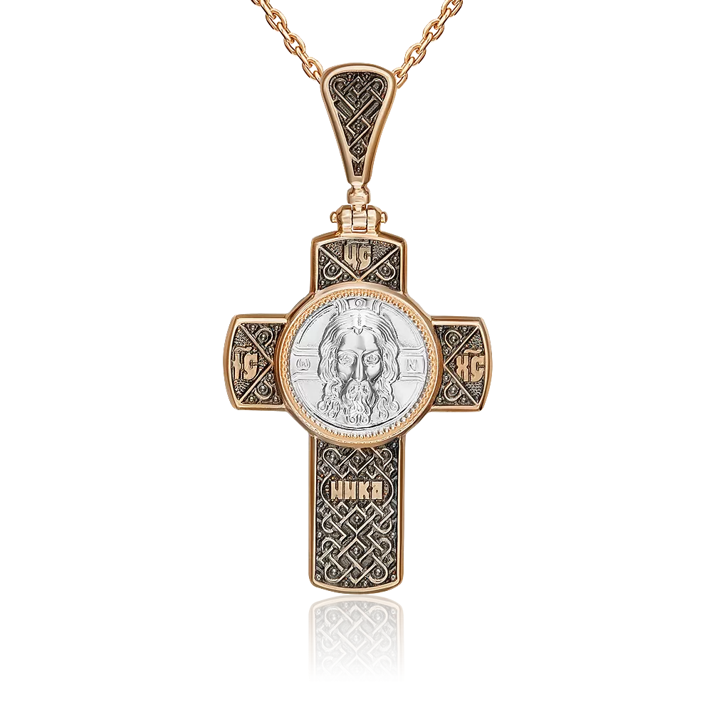 Православный крест из комбинированного золота 03-1414-01-000-1111-02