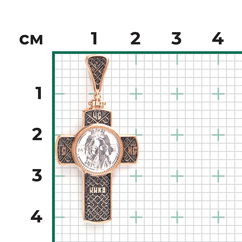 Православный крест из комбинированного золота 03-1414-01-000-1111-02