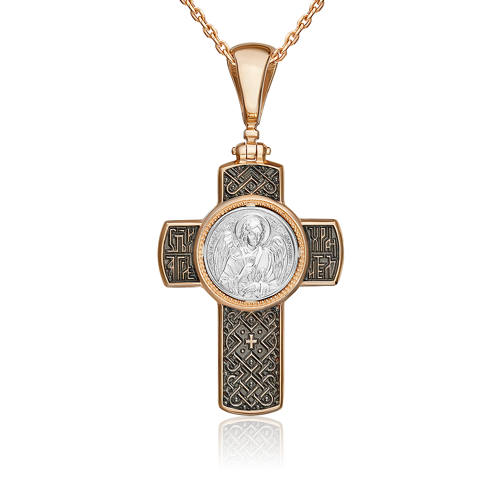 Православный крест из комбинированного золота 03-1414-01-000-1111-02