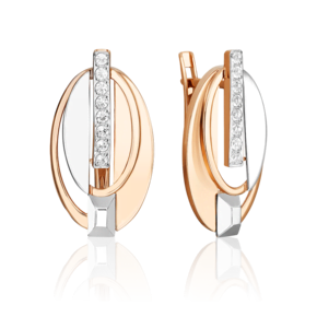 Серьги с английским замком из комбинированного золота с натуральными топазами white 02-5026-00-201-1111