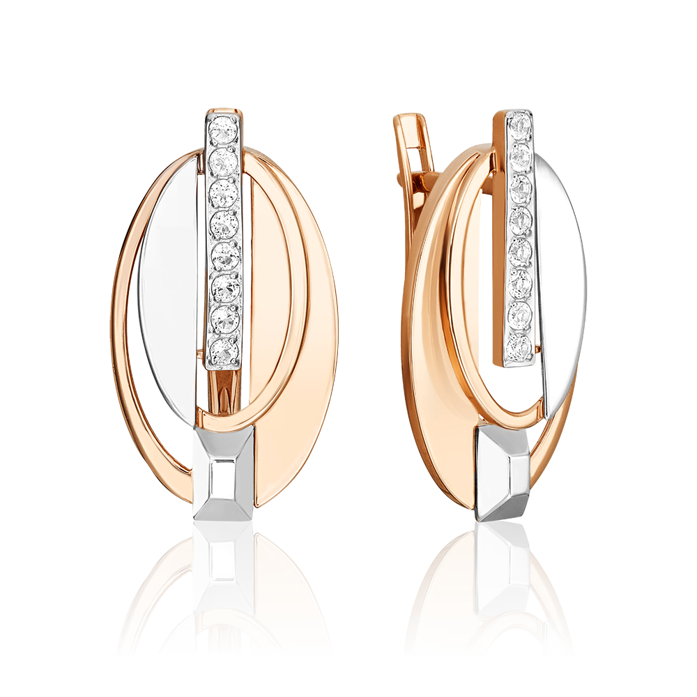 Серьги с английским замком из комбинированного золота с натуральными топазами white 02-5026-00-201-1111