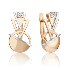 Серьги «Контрасты» из комбинированного золота с натуральным топазом white 02-4827-00-201-1111