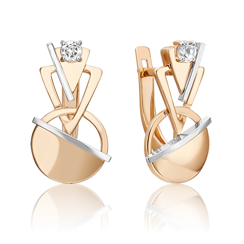 Серьги «Контрасты» из комбинированного золота с натуральным топазом white 02-4827-00-201-1111