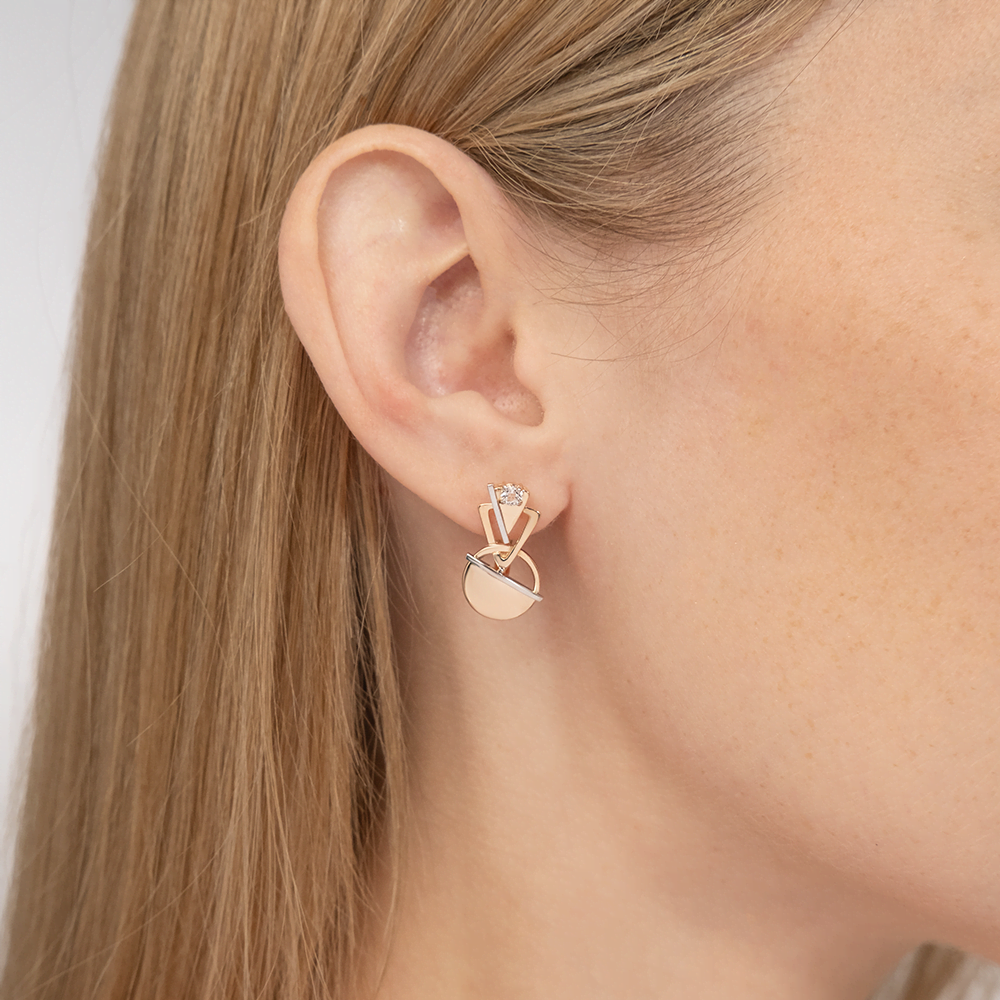 Серьги «Контрасты» из комбинированного золота с натуральным топазом white 02-4827-00-201-1111