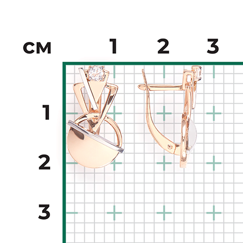 Серьги «Контрасты» из комбинированного золота с натуральным топазом white 02-4827-00-201-1111