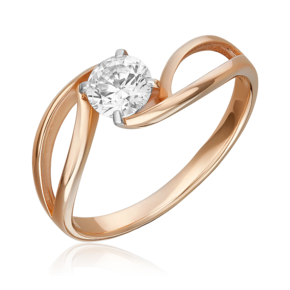 Кольцо из красного золота с фианитом 01-1108-00-501-1110-38