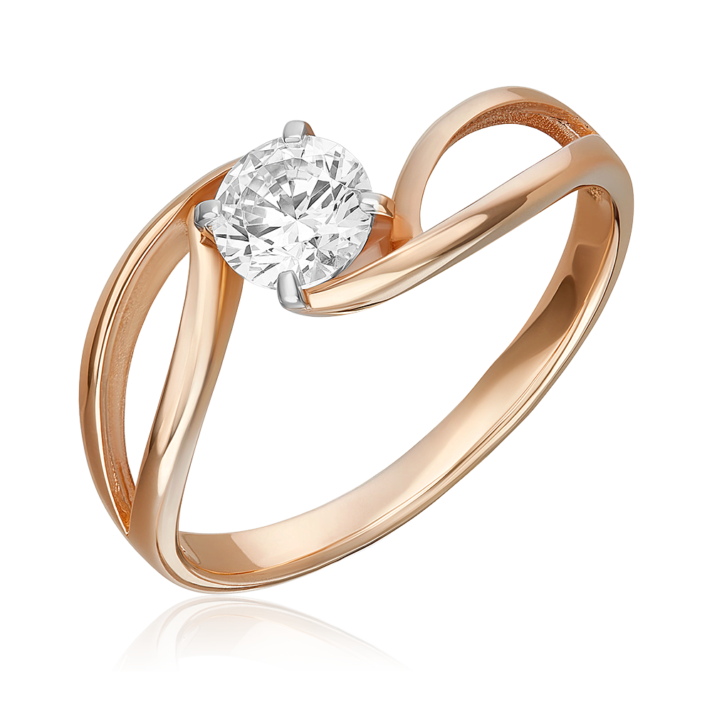 Кольцо из красного золота с фианитом 01-1108-00-501-1110-38