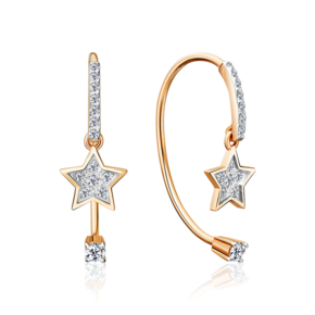 Серьги с французским замком «Звездопад» из красного золота с фианитами 02-5531-00-401-1110