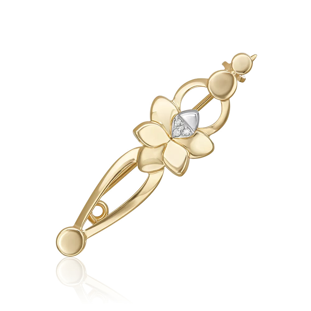 Брошь из комбинированного золота с бриллиантами 04-0270-00-101-1121