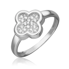 Кольцо «Клевер» из белого золота с фианитами 01-5892-00-401-1120
