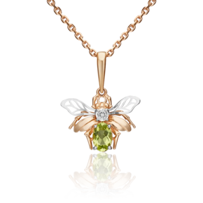 Подвеска «Муха» из комбинированного золота с хризолитом и натуральным топазом white 03-3098-00-243-1111-57