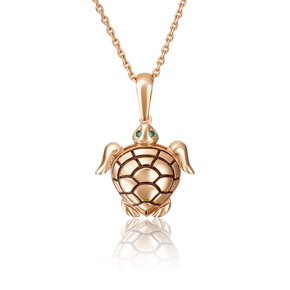 Подвеска «Черепаха» из красного золота с фианитами и эмалью 03-2465-00-404-1110-25