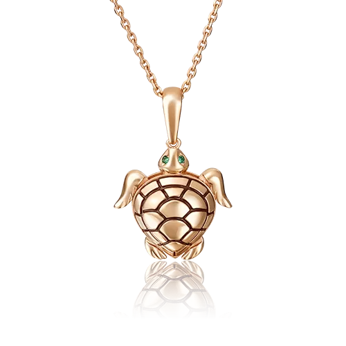 Подвеска «Черепаха» из красного золота с фианитами и эмалью 03-2465-00-404-1110-25