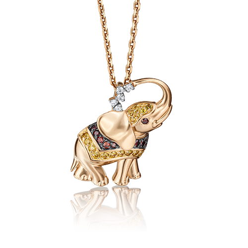 Подвеска «Слон» из красного золота с фианитами 03-2466-01-404-1110-24