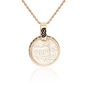 Подвеска «Год Быка» из красного золота с бивнем мамонта и эмалью 03-2452-02-292-1110-46