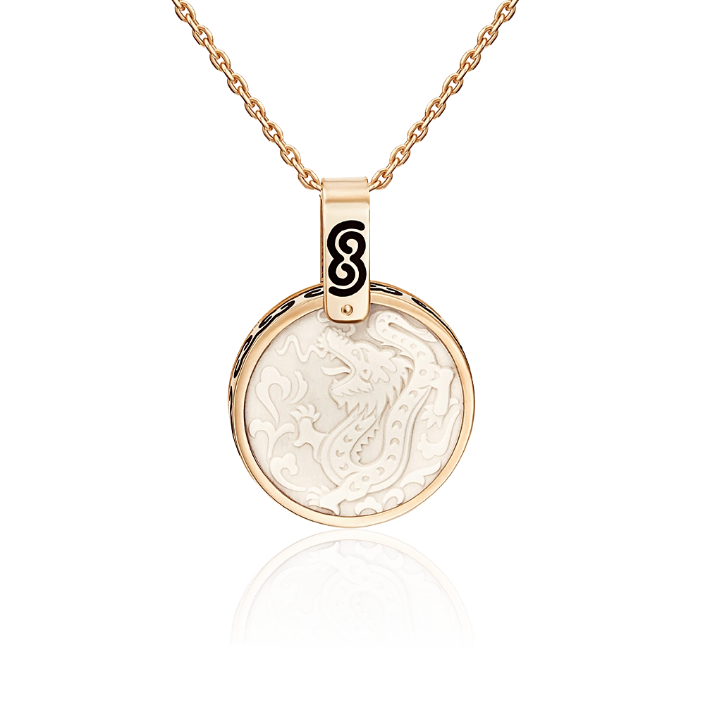 Подвеска «Год Дракона» из красного золота с бивнем мамонта и эмалью 03-2452-05-292-1110-46