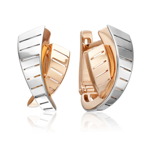 Серьги с английским замком из комбинированного золота 02-5386-00-000-1111