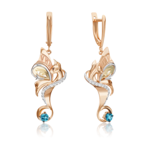 Серьги «Тайна красоты» с английским замком из комбинированного золота с топазом и натуральными топазами white 02-4863-00-201-1113