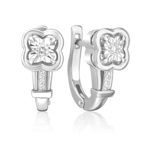 Серьги с английским замком из белого золота с бриллиантами 02-5239-00-101-1120