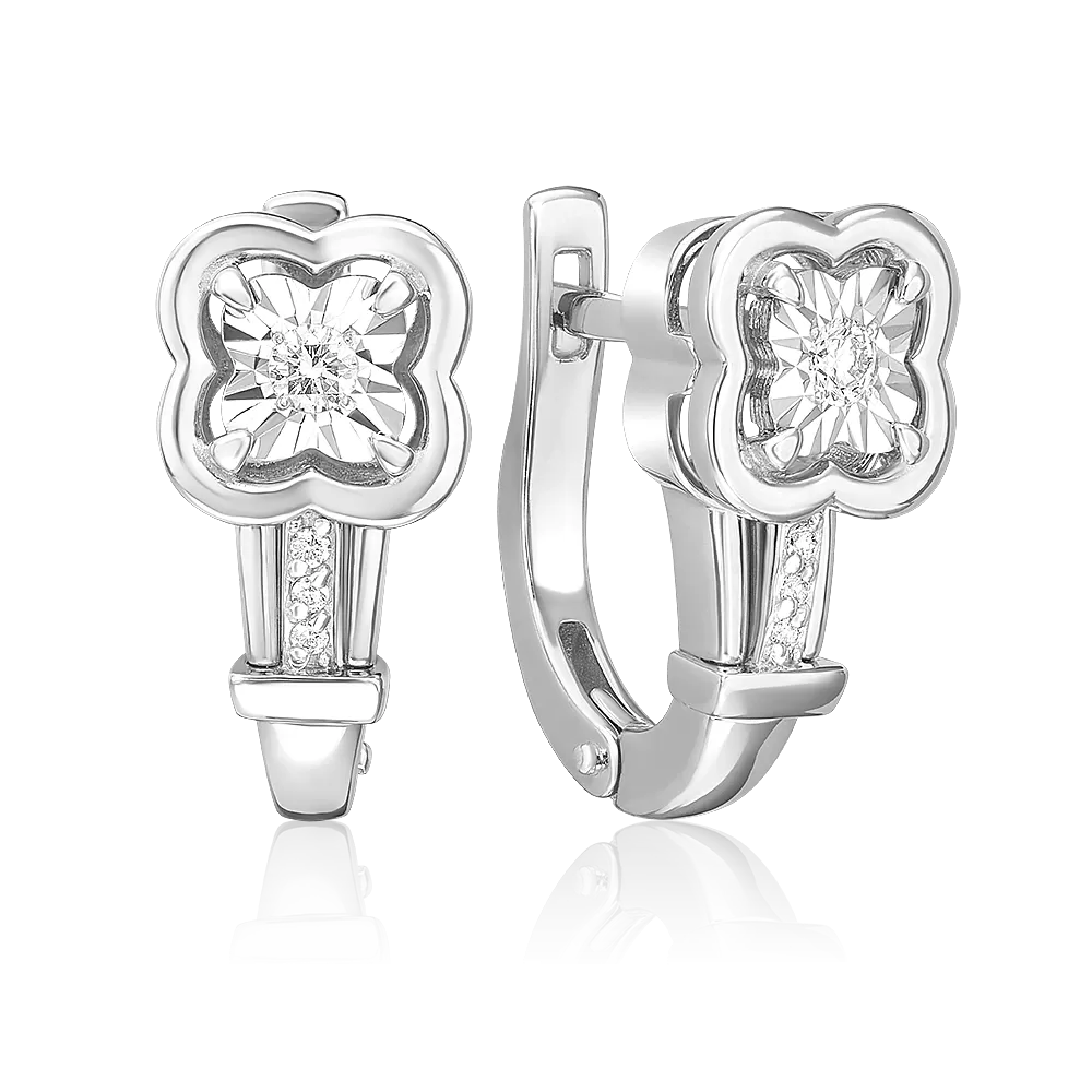 Серьги с английским замком из белого золота с бриллиантами 02-5239-00-101-1120