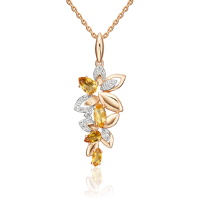 Подвеска «Осенний вальс» из красного золота с цитринами и натуральными топазами white 03-3656-00-282-1110