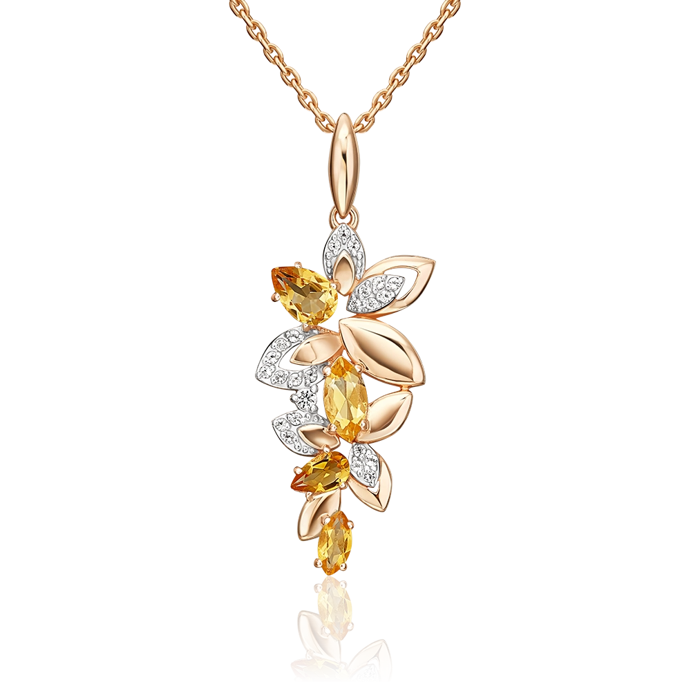 Подвеска «Осенний вальс» из красного золота с цитринами и натуральными топазами white 03-3656-00-282-1110