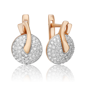 Серьги с английским замком из красного золота с бриллиантами