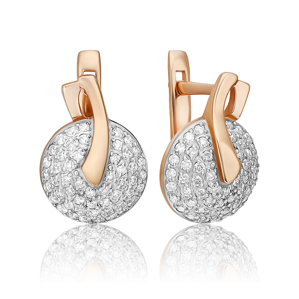 Серьги с английским замком из красного золота с бриллиантами 02-0291-00-101-1110-30