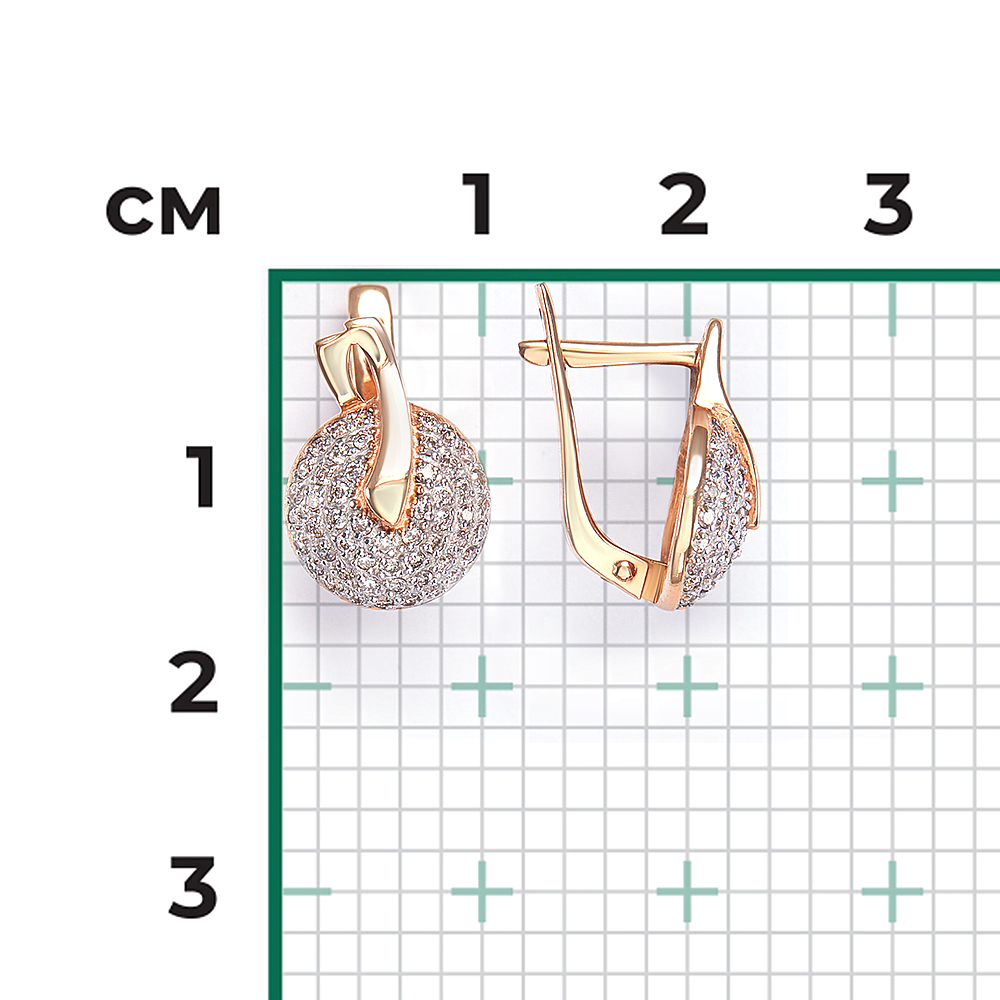 Серьги с английским замком из красного золота с бриллиантами 02-0291-00-101-1110-30