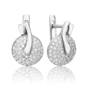 Серьги с английским замком из белого золота с бриллиантами 02-0292-00-101-1120-30