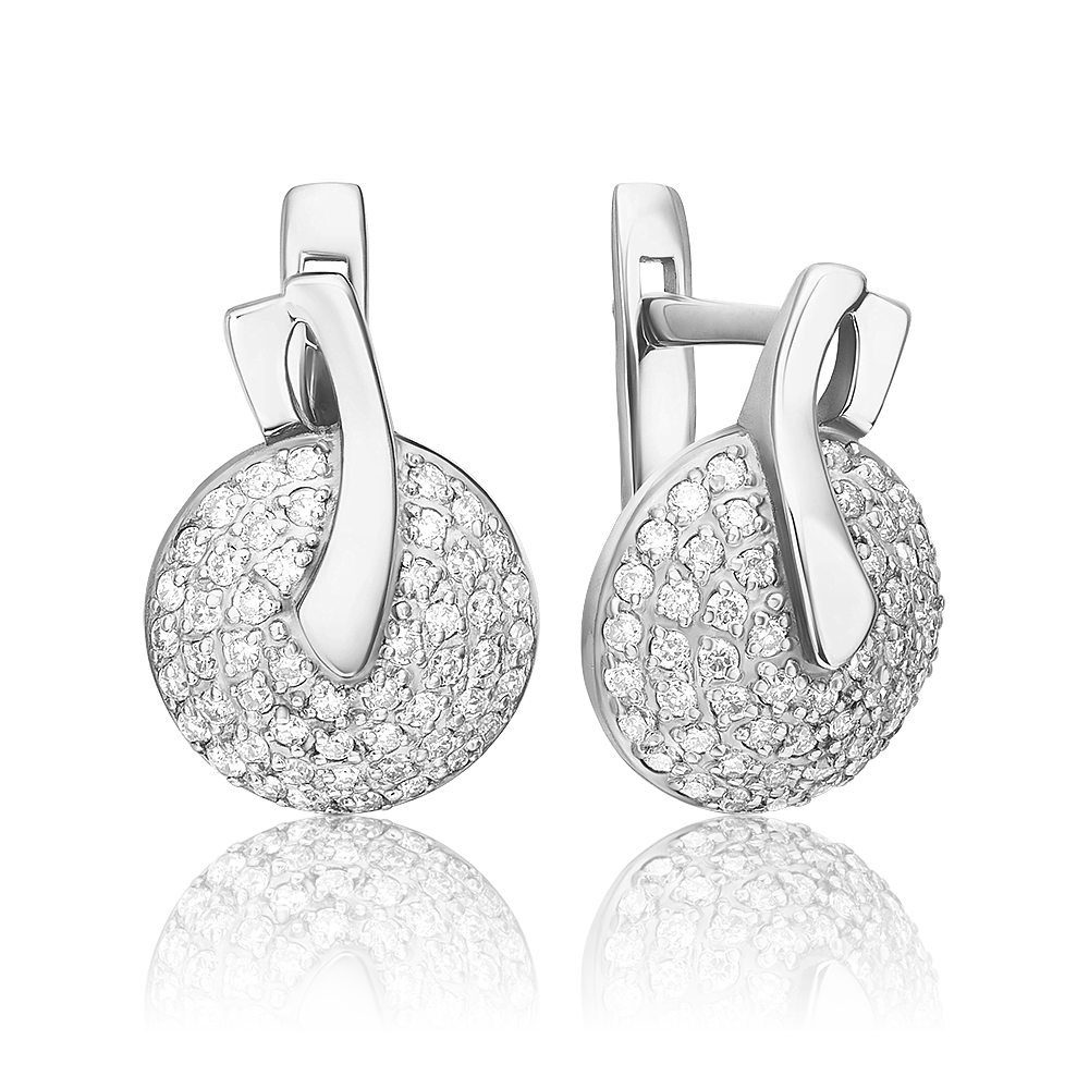 Серьги с английским замком из белого золота с бриллиантами 02-0292-00-101-1120-30