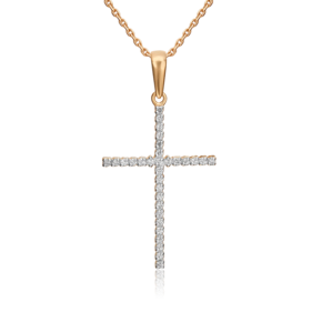 Декоративный крест из красного золота с бриллиантами 03-0076-00-101-1110-30