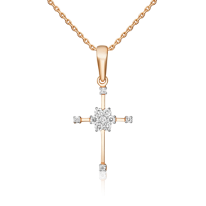 Декоративный крест из красного золота с бриллиантами 03-0078-00-101-1110-30