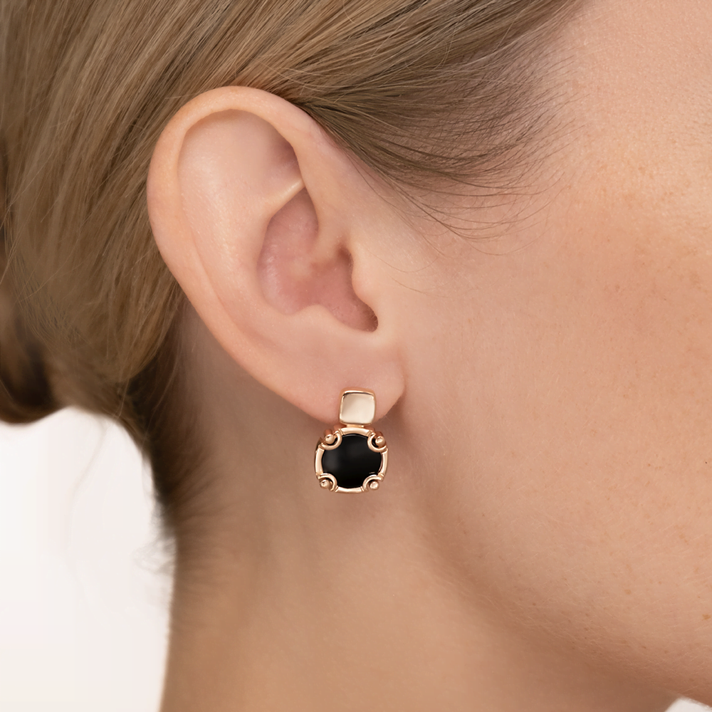 Серьги с английским замком из красного золота с ониксом 02-5455-00-281-1110