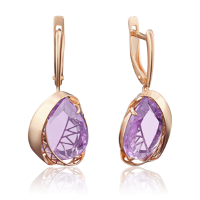 Серьги с английским замком из красного золота с аметистом 02-3785-00-203-1110-46
