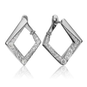 Серьги с английским замком из белого золота с фианитами 02-4580-00-401-1120-24