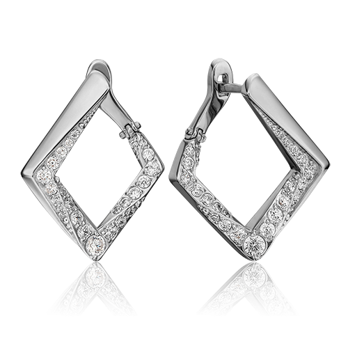 Серьги с английским замком из белого золота с фианитами 02-4580-00-401-1120-24