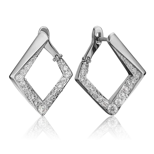 Серьги с английским замком из белого золота с фианитами 02-4580-00-401-1120-24