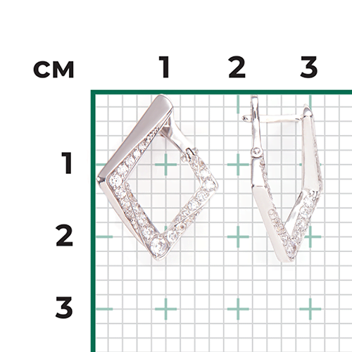 Серьги с английским замком из белого золота с фианитами 02-4580-00-401-1120-24