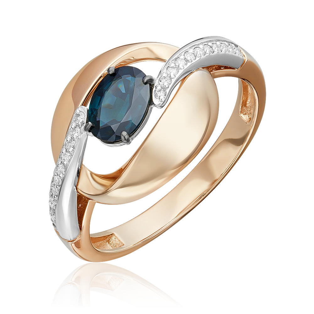Кольцо из комбинированного золота с сапфиром и бриллиантами 01-5726-00-105-1111