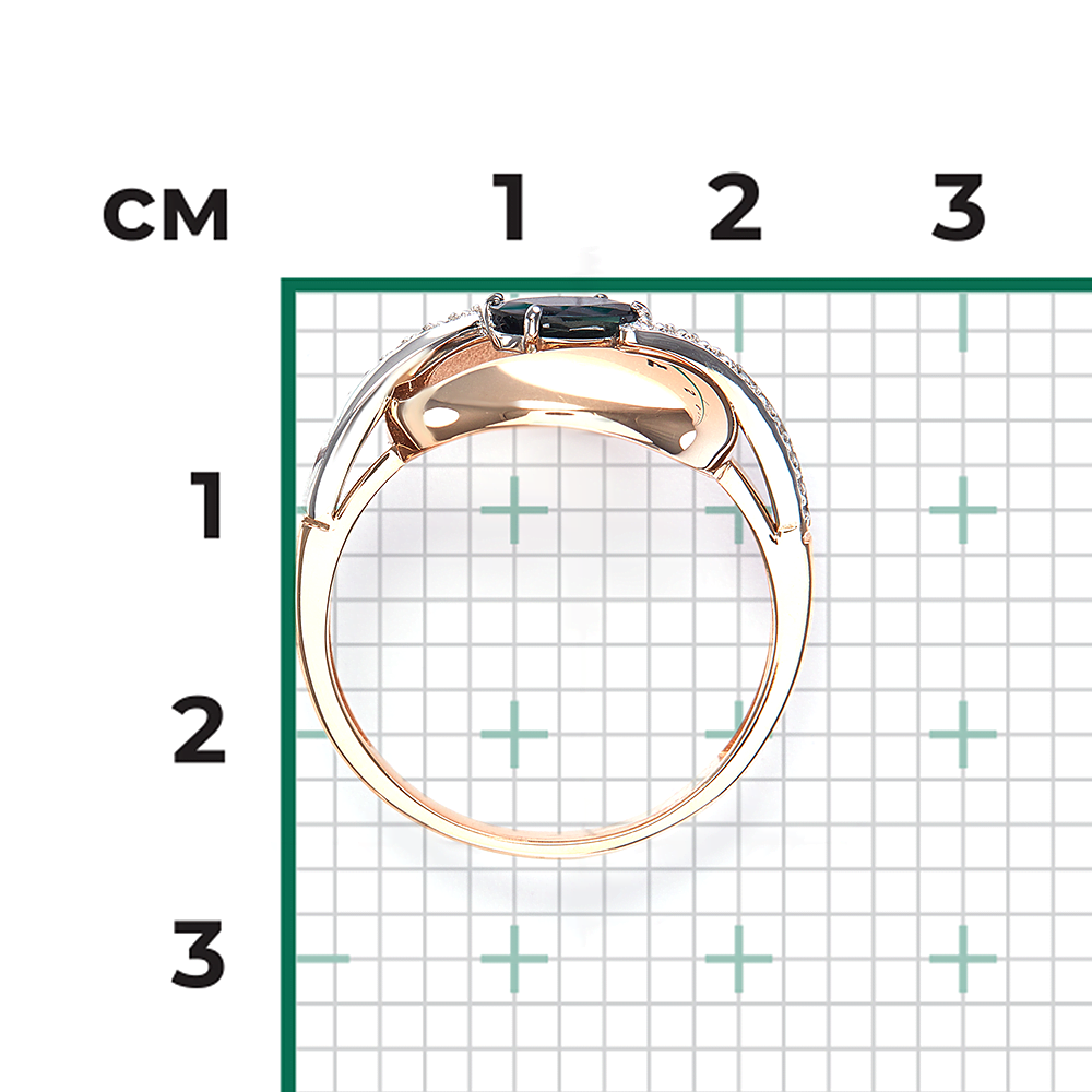 Кольцо из комбинированного золота с сапфиром и бриллиантами 01-5726-00-105-1111