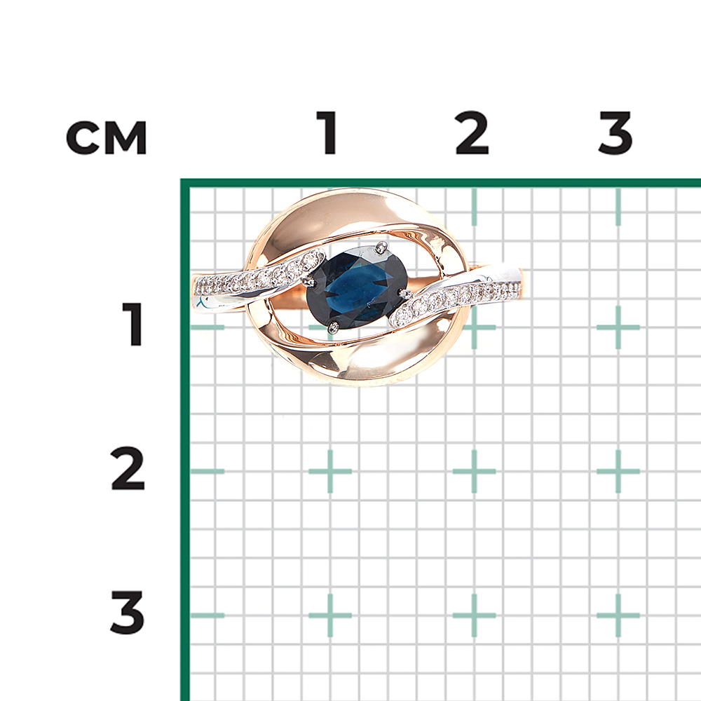Кольцо из комбинированного золота с сапфиром и бриллиантами 01-5726-00-105-1111