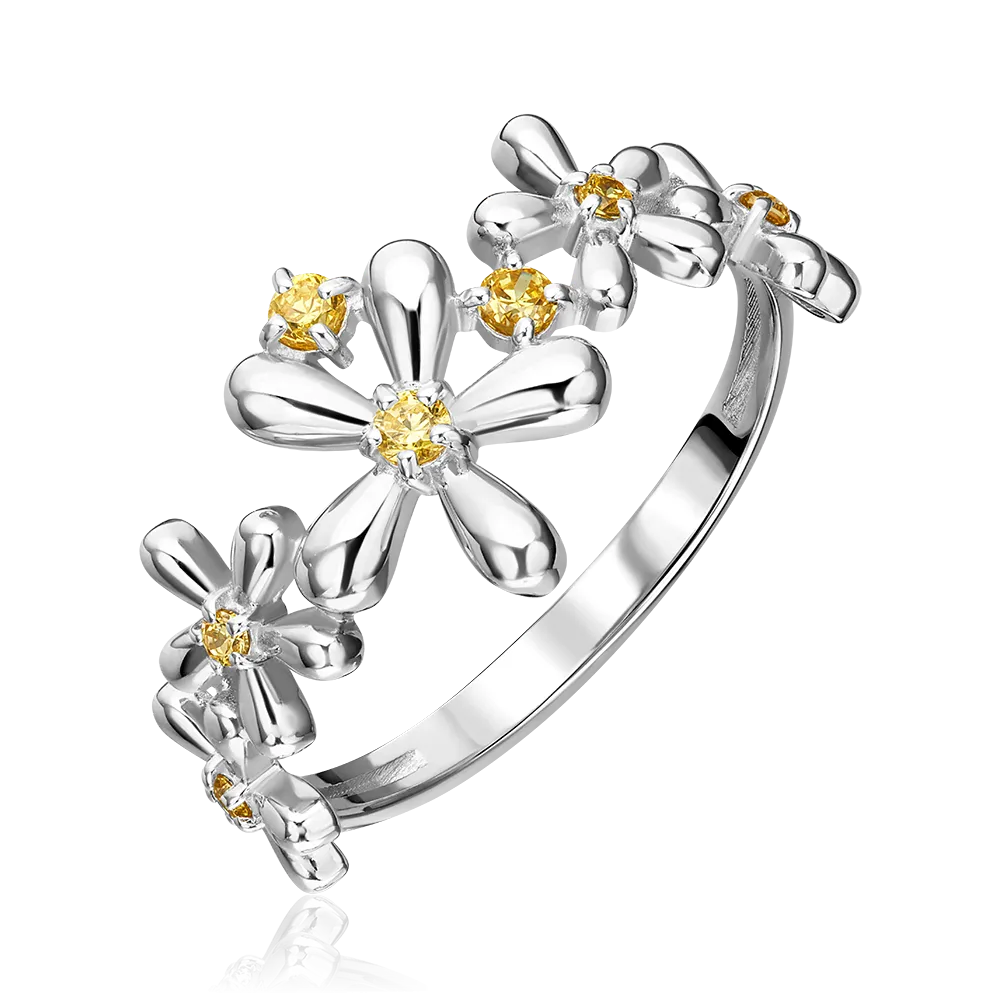 Кольцо «Ромашки» из серебра с фианитами 01-5896-00-404-0200